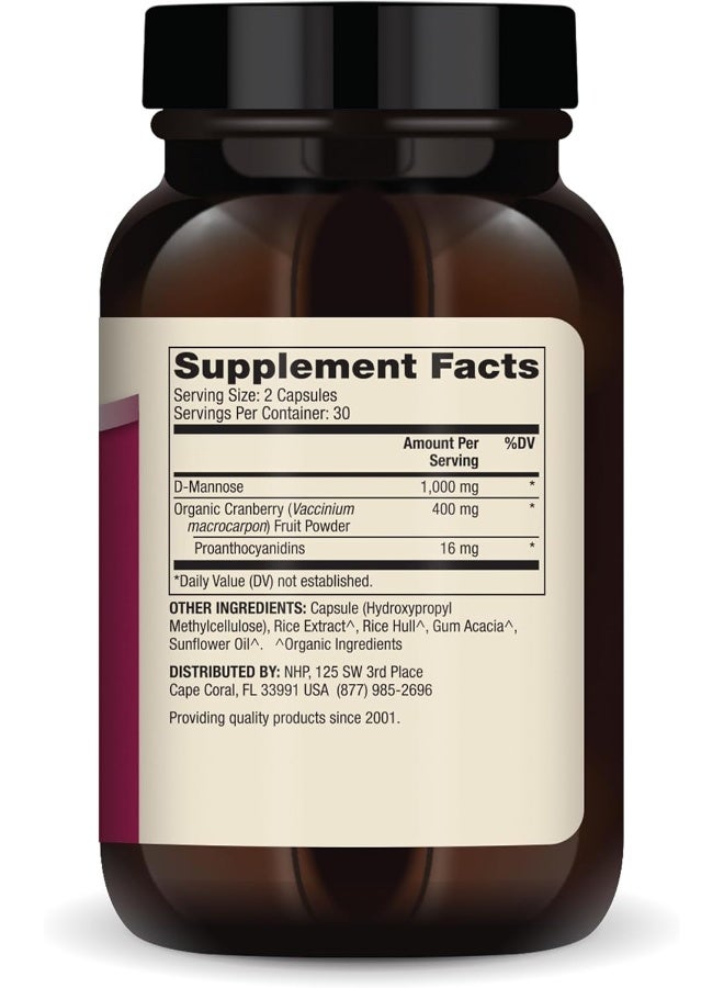 Dr. Mercola D-Mannose and Cranberry, 30 Servings (60 Capsules), Dietary Supplement, Supports Urinary Tract Health, Non-GMO - Image 2